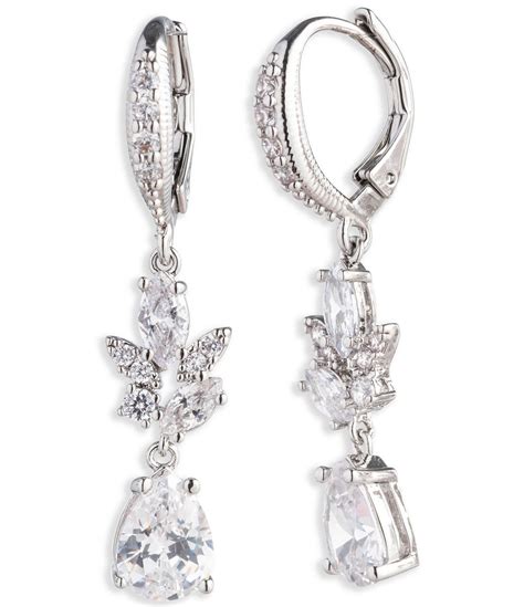 givenchy crystal drop earrings silvertone|Givenchy crystal earrings.